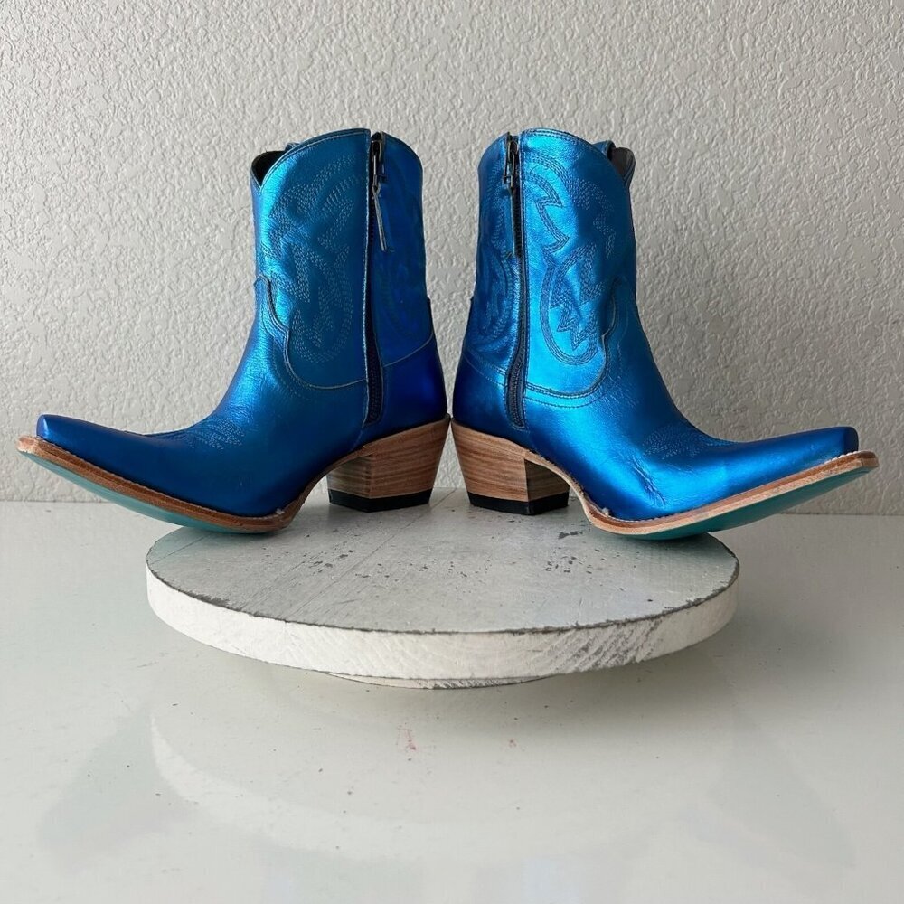 Lane SMOKESHOW Womens Cowboy Bootie 8.5 Blue Western Cowgirl Short Ankle Boots - Picture 7 of 11
